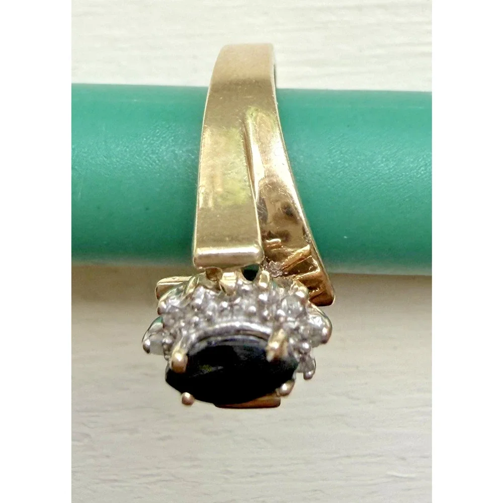 10K YELLOW GOLD MARQUISE CUT SAPPHIRE CZ HALO RING BYPASS WRAP BAND Magic Glo